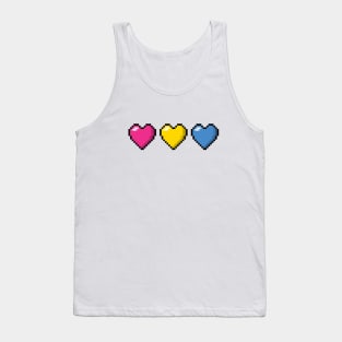 Row of Three Pansexual Pride Flag Pixel Hearts Tank Top